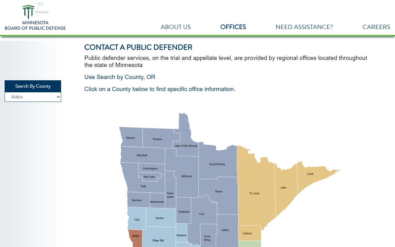 Renville County arrest records public defense office information