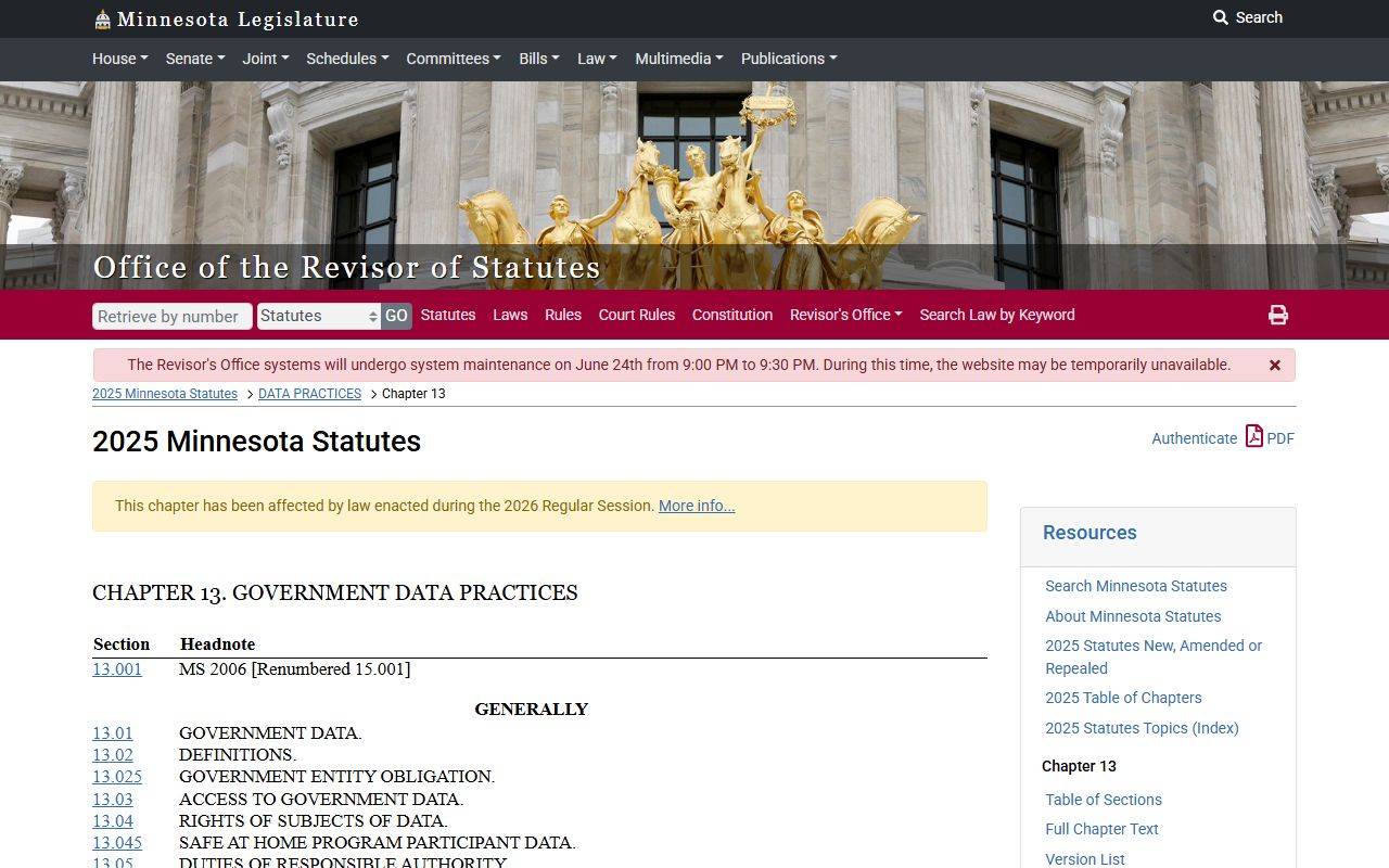 Renville County court records Minnesota Government Data Practices Act
