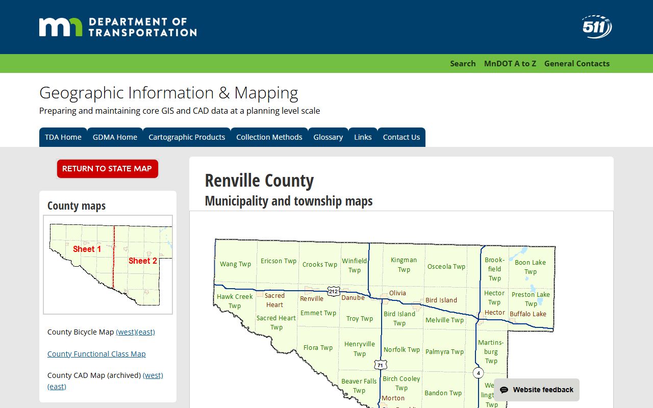 Renville County District Court MnDOT Renville County map resource
