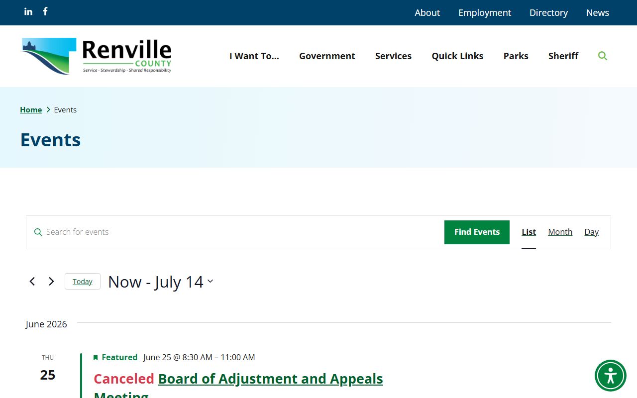 Renville County court records courthouse campus events page