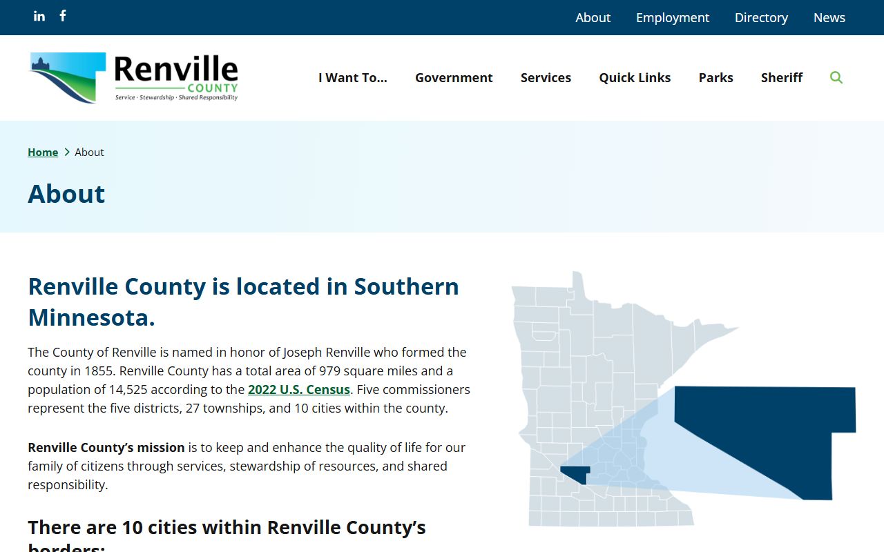 Renville County court records county history page